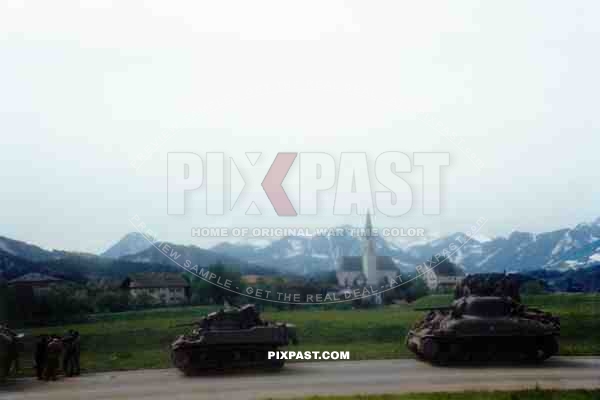 101st Cavalry Regiment hook up with French 2nd Armoured Division, 4th May 1945, Traun River near Siegsdorf, Autobahn