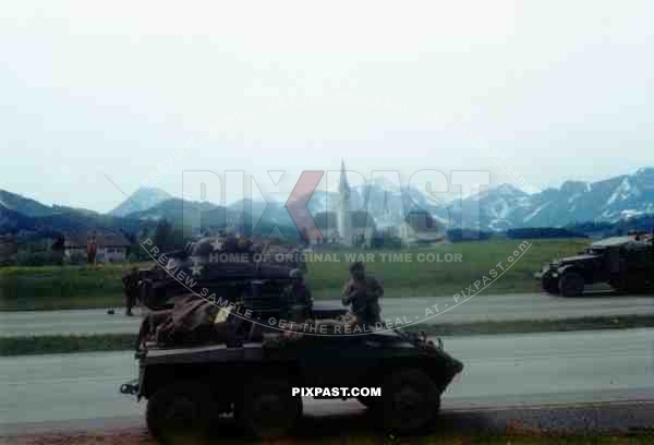 101st Cavalry Regiment hook up with French 2nd Armoured Division, 4th May 1945, Traun River near Siegsdorf, Autobahn