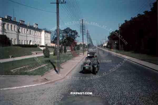 14th Panzer Division moves through Lublin Poland 1940. Al. RacÅ‚awickie 14 Street. John Paul II Catholic University of Lublin