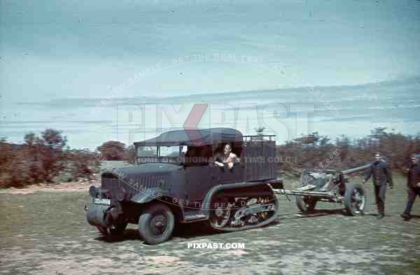 1942 Russian front 19th panzer division captured french Unic P107 BU Halftrack PAK cannon