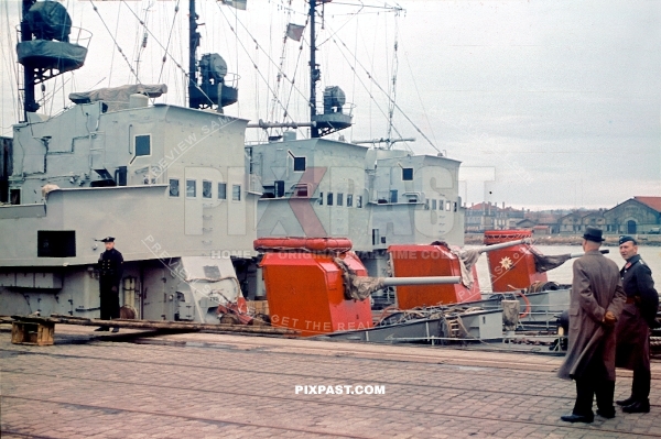 3 German Kriegsmarine M1 Minesweeper Minensuchboot in the Port of Bordeaux France June 1940