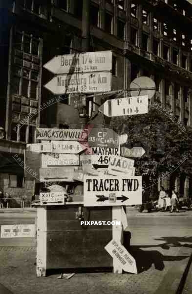 69th infantry division - Leipzig - Germany - 1945 - Military Road Sign - Ring Messehaus