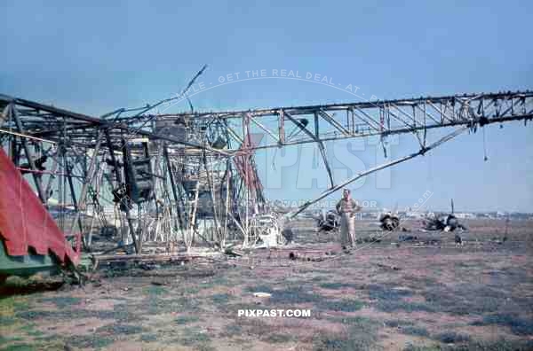 A destroyed German Messerschmitt Me 323 Gigant transport plane by allied aircraft. Tunisia 1943