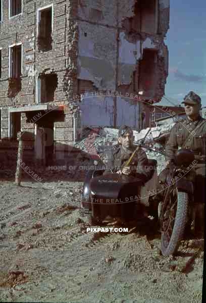 Adolf Holzmann on anti partisan motor bike, Latvia 1943