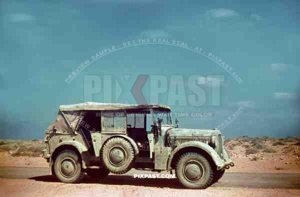 Afrika-Korp camo Horch 901 Kubelwagen. Tripoli February 1941. 2. Panzer Nachrichten Abt. 200