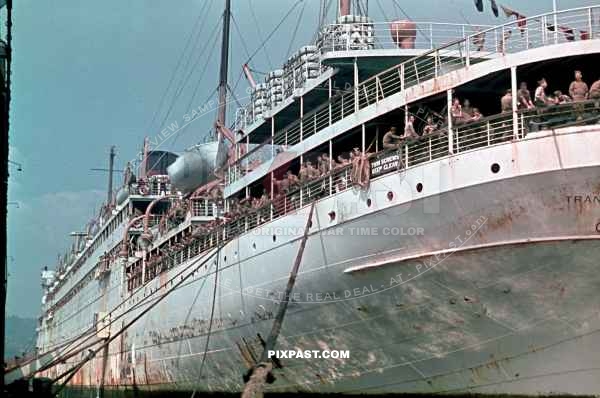 American Servicemen / GIs returning home from Europe after World War Two. New York harbor June 1946