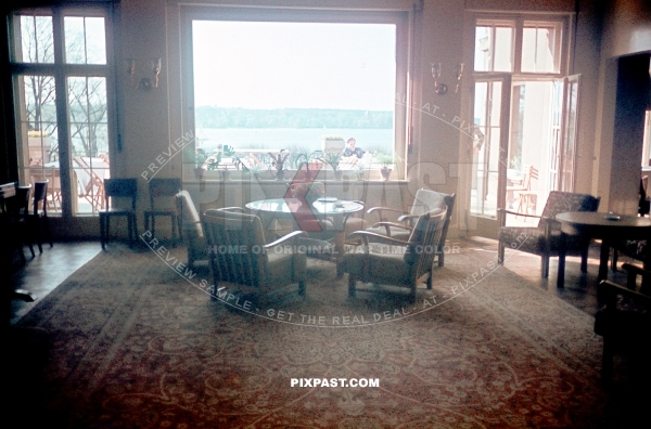 American US army officers club. With view of the lake Wannsee beside Berlin Germany 1945