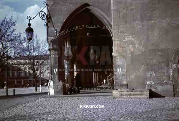 arcades of the Krakow cloth hall, Poland 1942