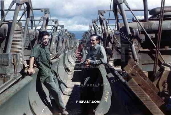 Army Engineers beside bulldozers at the Schofield Barracks at Pearl Harbor Hawaii 1941