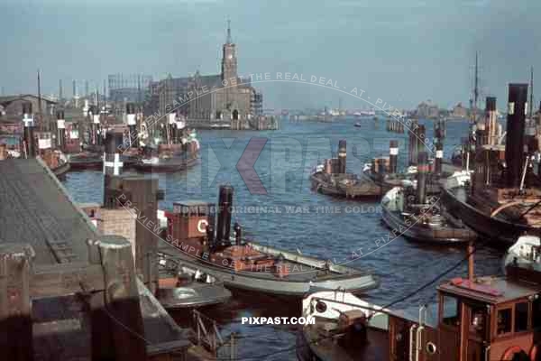 at the Hamburg harbour, Germany ~1940