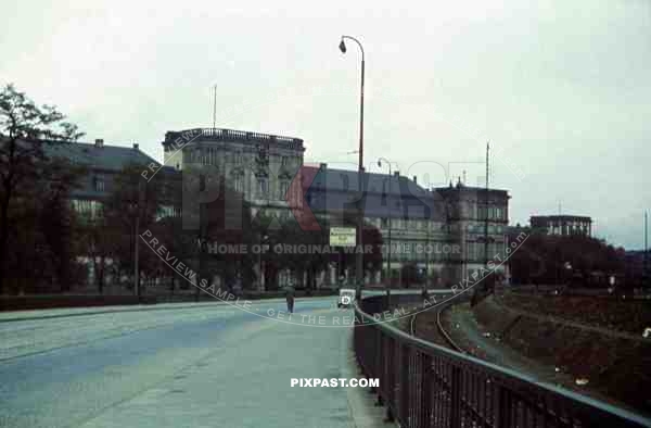 Back of Mannheim castle, Mannheim, Baden WÃ¼rttemberg, 1939, Schloss Mannheim, s-bahn, train track,