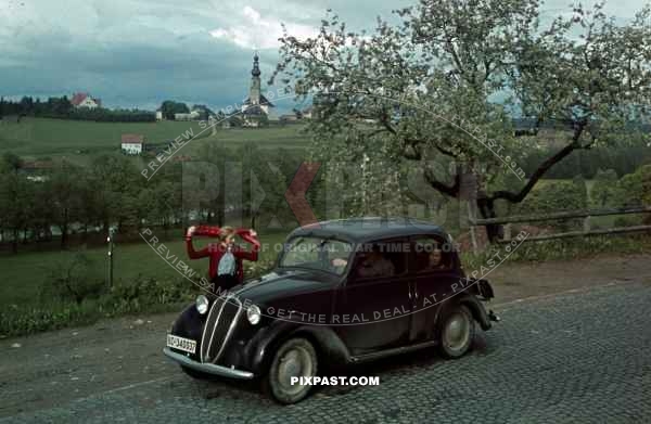 Bavaria 1939 summer holiday car trip oldtime village church