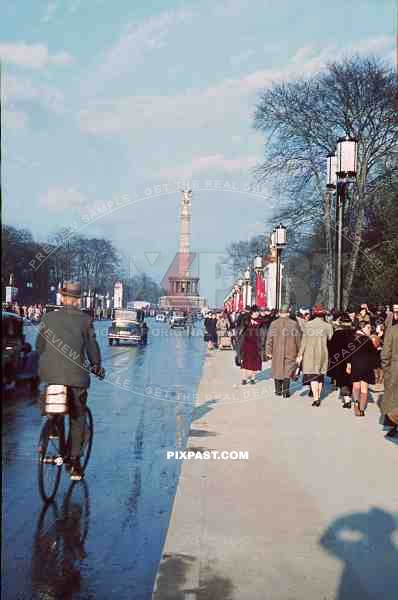 Berlin, Germany, 1939, Ost-West-Achse, Tiergarten, Siegessaeule,