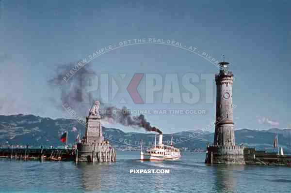 Boat entering the harbour of Lindau, Germany ~1940