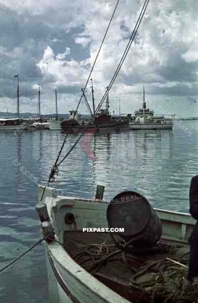 boats in the harbour, Croatia. Italian occupation. April 15th 1941.