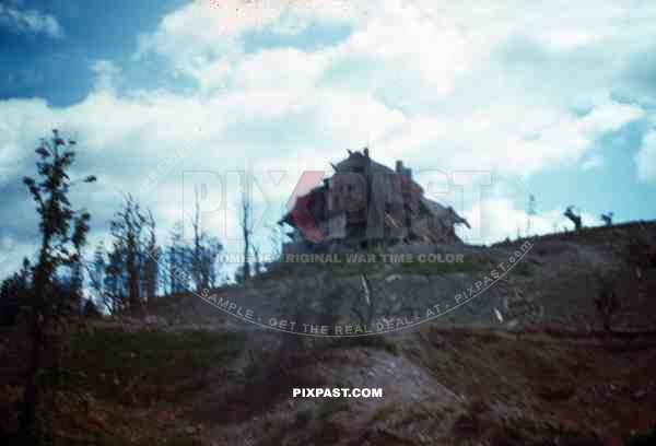 Bombed and destroyed private house of Martin Bormann, Obersalzberg above Berchtesgaden 1945