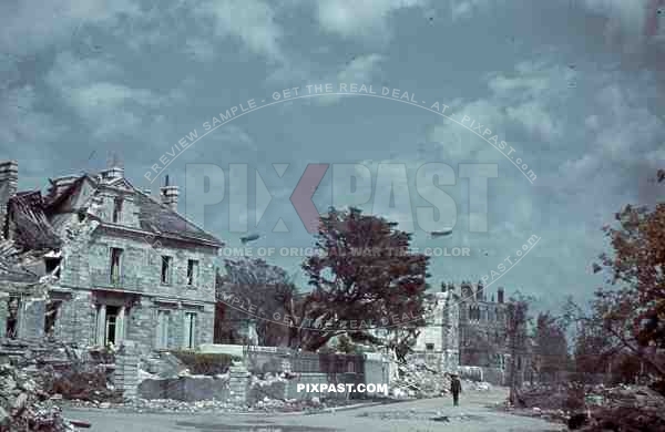 bombed buildings in Saint Nazaire, France 1942