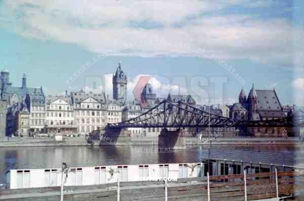 bridge "Eiserner Steg" over the river Main in Frankfurt, Germany 1940