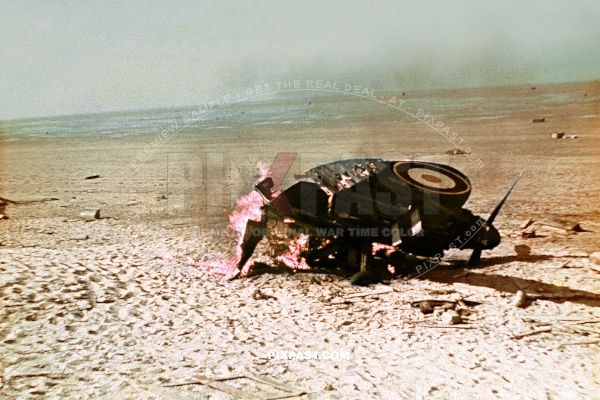 British Royal Air Force Supermarine Spitfire fighter plane crashed into beach in Dunkirk 1940