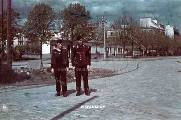 bus station at Cours de Chazelles in Lorient, France ~1940