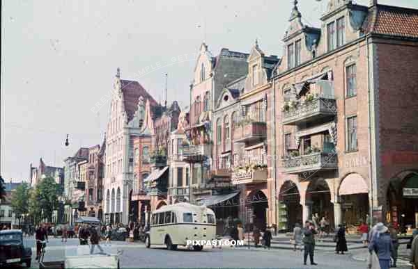 busy street in Marienburg, Germany 1941