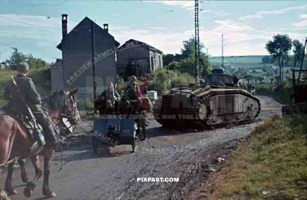 Captured french panzer Char B1, France 1940. 14th Panzer Division