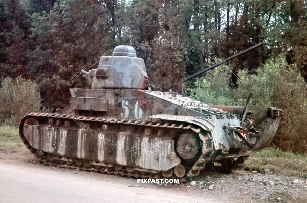 Captured French Renault D1 panzer Tank near Verdun France 1940. L Dur Number. 56