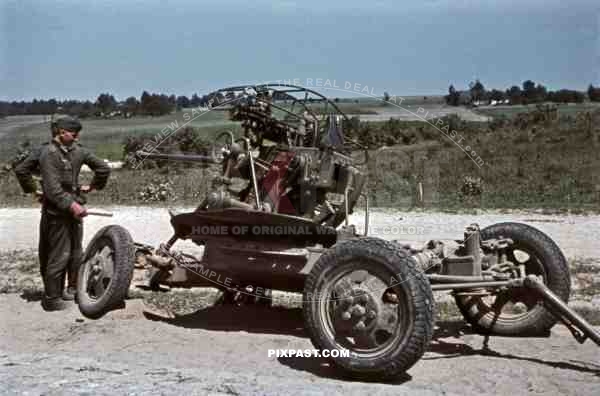 Captured Soviet 37-mm Anti-aircraft Gun 61-K near Bohushivka, Ukraine 1941