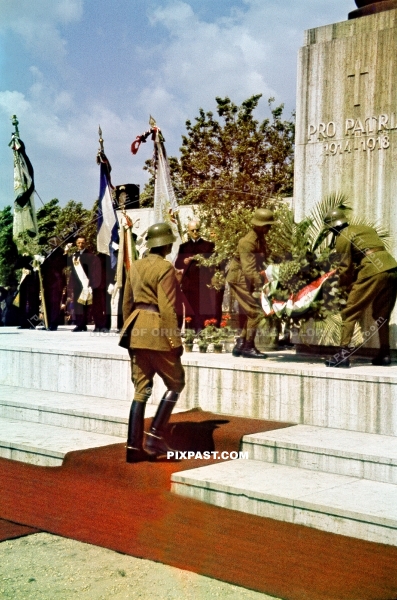 Church ceremony for the Hungarian army. Budapest Hungary 1942. Pro Patria