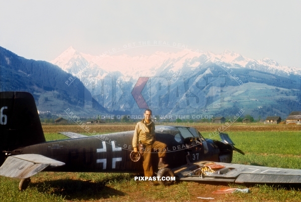 Corporal Wood 101st Cavalry captured Luftwaffe trainer plane Bucker Bu181 Bestmann. crashed  Zell Am See Austria 1945