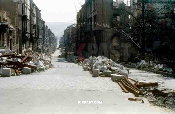 Destroyed and Bombed Stuttgart, April. 1945. 100th US Army Infantry Division.