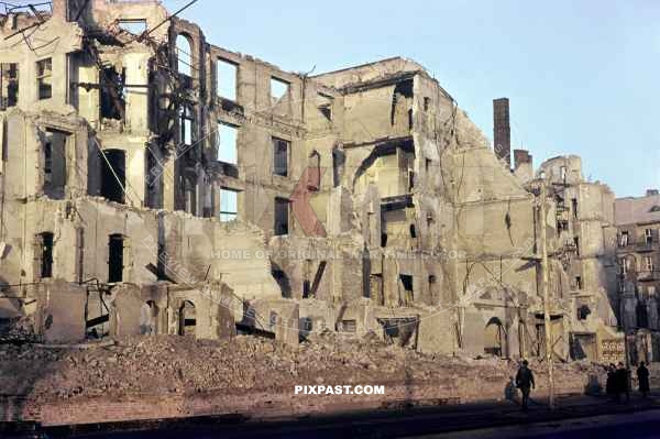 Destroyed apartment and shop buildings on the Kurfurstendamm Berlin Germany. June 1946