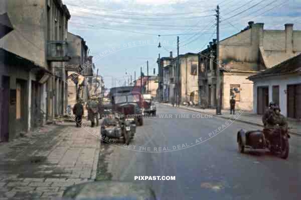 Destroyed buildings at the Soborna street in Riwne, Ukraine 1941