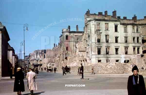 destroyed buildings in Krakow, Poland 1940