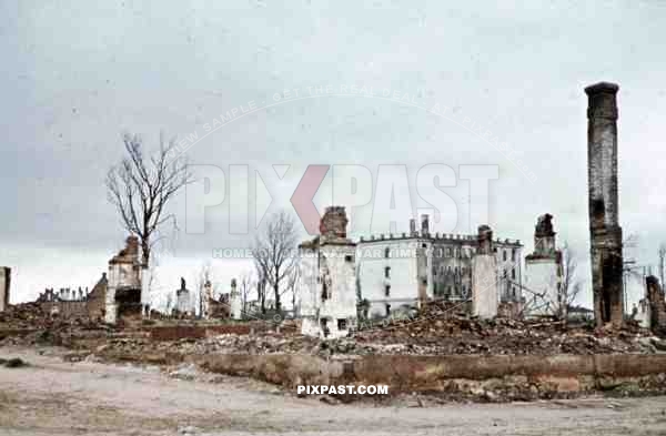 destroyed buildings in Minsk, Belarus, Russia 1941