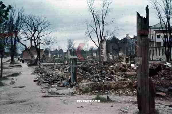 destroyed buildings in Minsk, Belarus, Russia 1941