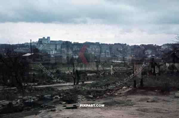 destroyed buildings in Minsk, Belarus, Russia 1941