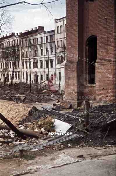 destroyed buildings in Minsk, Belarus, Russia 1941