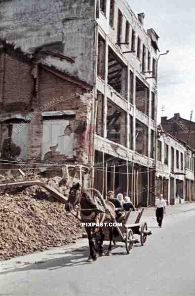 destroyed buildings in Minsk, Belarus, Russia 1941