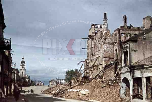 destroyed buildings in Minsk, Belarus, Russia 1941