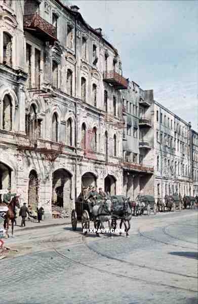 destroyed buildings in Minsk, Belarus, Russia 1941