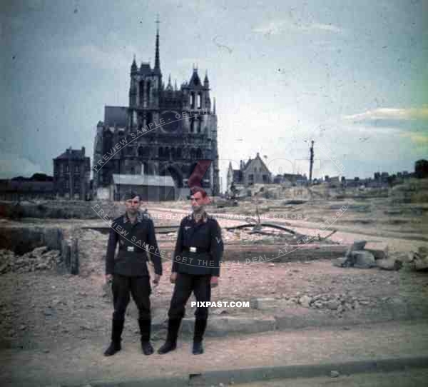 destroyed cathedral in Amiens, France 1940