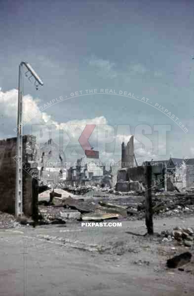 destroyed industrial plant in St. Nazaire, France 1942