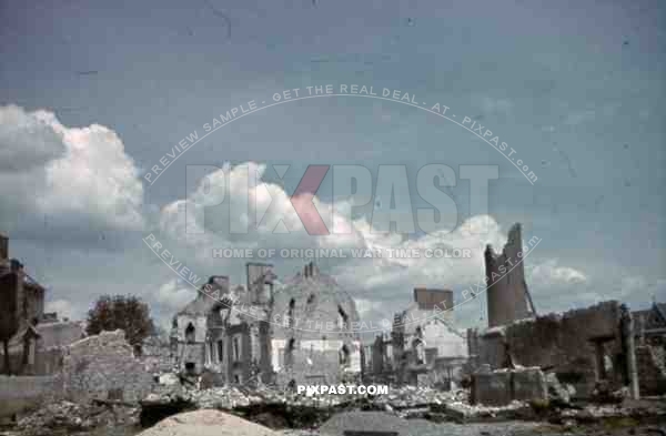 destroyed industrial plant in St. Nazaire, France 1942