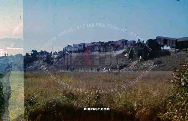 destroyed train on hill russia wehrmacht