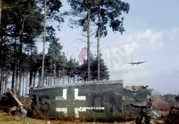 Douglas C-54 Skymaster landing in Fliegerhorst Fassberg after delivering coal to Berlin. Vittles The Berlin Airlift. 1948