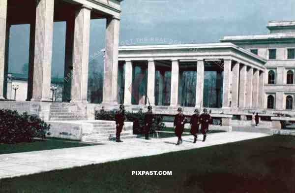 Ehrentempel, Konigsplatz, Munich 1936, SS military guard. changing of the guard.