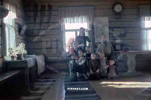 finnish family in cabin, Finland 1944