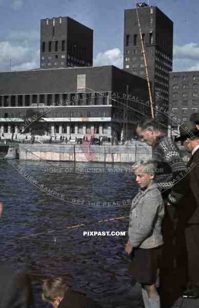 Fishing in the Oslo harbour, Norway 1940