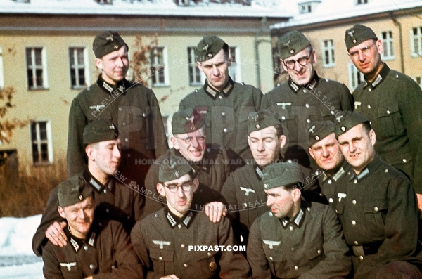 Fresh German army Wehrmacht privates in front of the Kaserne. Later members of the 8. Panzer Division. Germany 1939